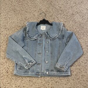 Hayden Girl’s Light Denim Ruffle Collar Jean Jacket
